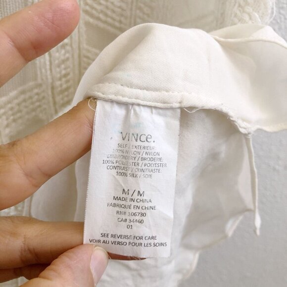 VINCE VINCE Off White SILK Textured Blouse Top No Size Tag Check Measurements - Picture 8 of 10